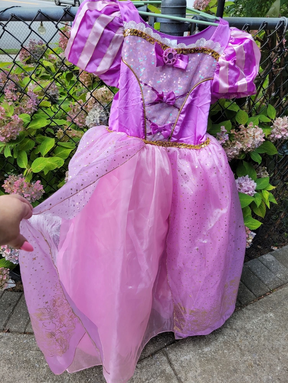 DISNEY STORE TANGLED Girls SZ 13-14Y VGUC shiny PURPLE RAPUNZEL dress dress up